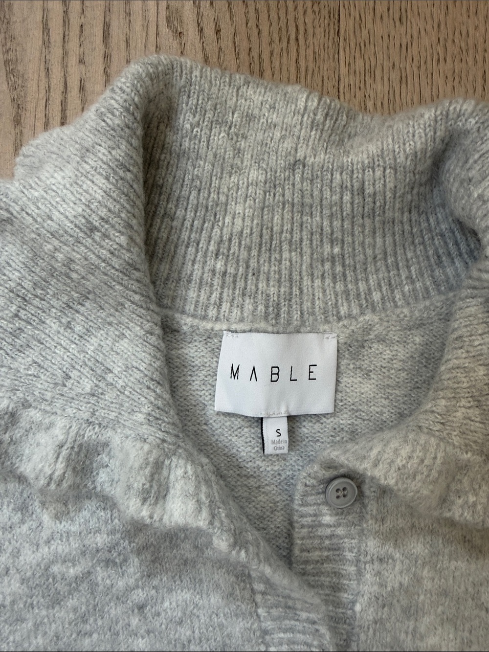 MARBLE Light Gray Ruffle-Collar Button-Up Cardigan - Picture 2 of 3